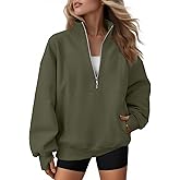 AUTOMET Womens Quarter Zip Oversized Sweatshirts Teen Fleece Pullover Hoodies 2026 Mock Neck Sweater Fall Workout Jacket