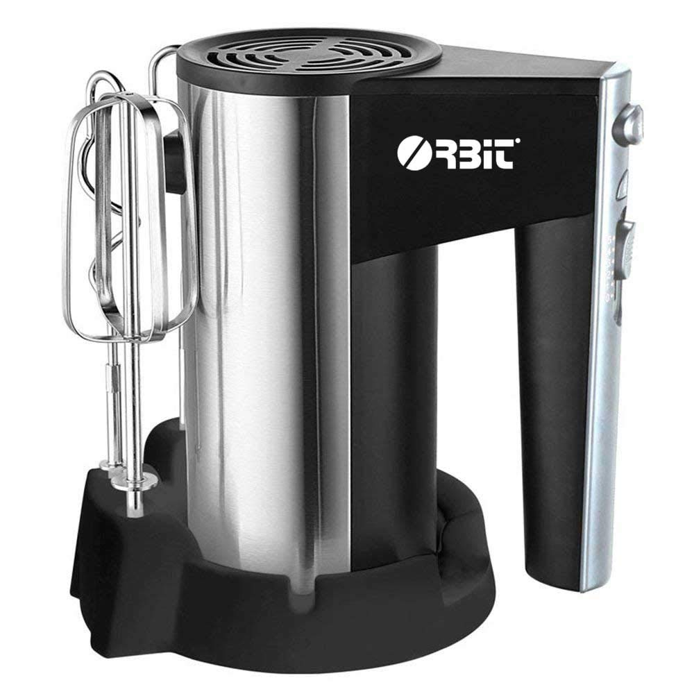 Orbit Cx-6629 Electric Stainless Steel 300-watt Hand Mixer, Turbo Button with Whisk Beaters and Hooks (Black)