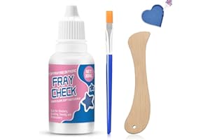 Ganbaro Fray Check for Fabric Clear, No Fray Fabric Glue and Wooden Scraper Dried Clear Soft Flexible Prevent Fraying and Unraveling Edge Sealing Suit for Stitchery, Quilting, Sewing, Embroidery 30ml