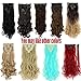 Clip in Hair Extensions 8 PCS 18 Clips 145G Thick Straight Curly Full Head Real Natural Synthetic Fibre Hairpiece 60 colors for Women Lady Girls(24 inch,dark brown-curly)