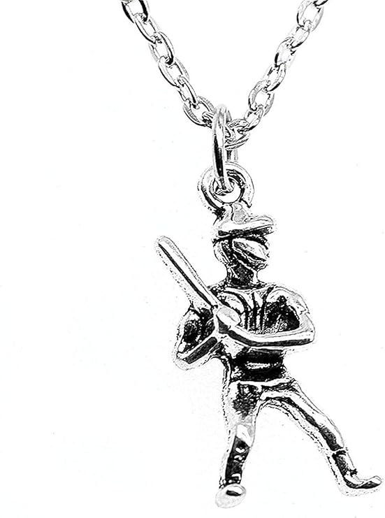 2 Pieces 25X12Mm Baseball Player Pendant Necklace for Women Necklace Chain Jewelry Fashion