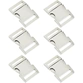 Bytiyar Buckle 6 pcs 3/4 inch(20mm) Quick Side Release Clips Metal Buckles for Straps Webbing Paracord Bracelet Dog Collar Backpack Belt,Silver