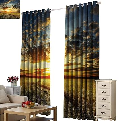 Amazon Com Fakgod Sliding Door Curtains Country Road In Field
