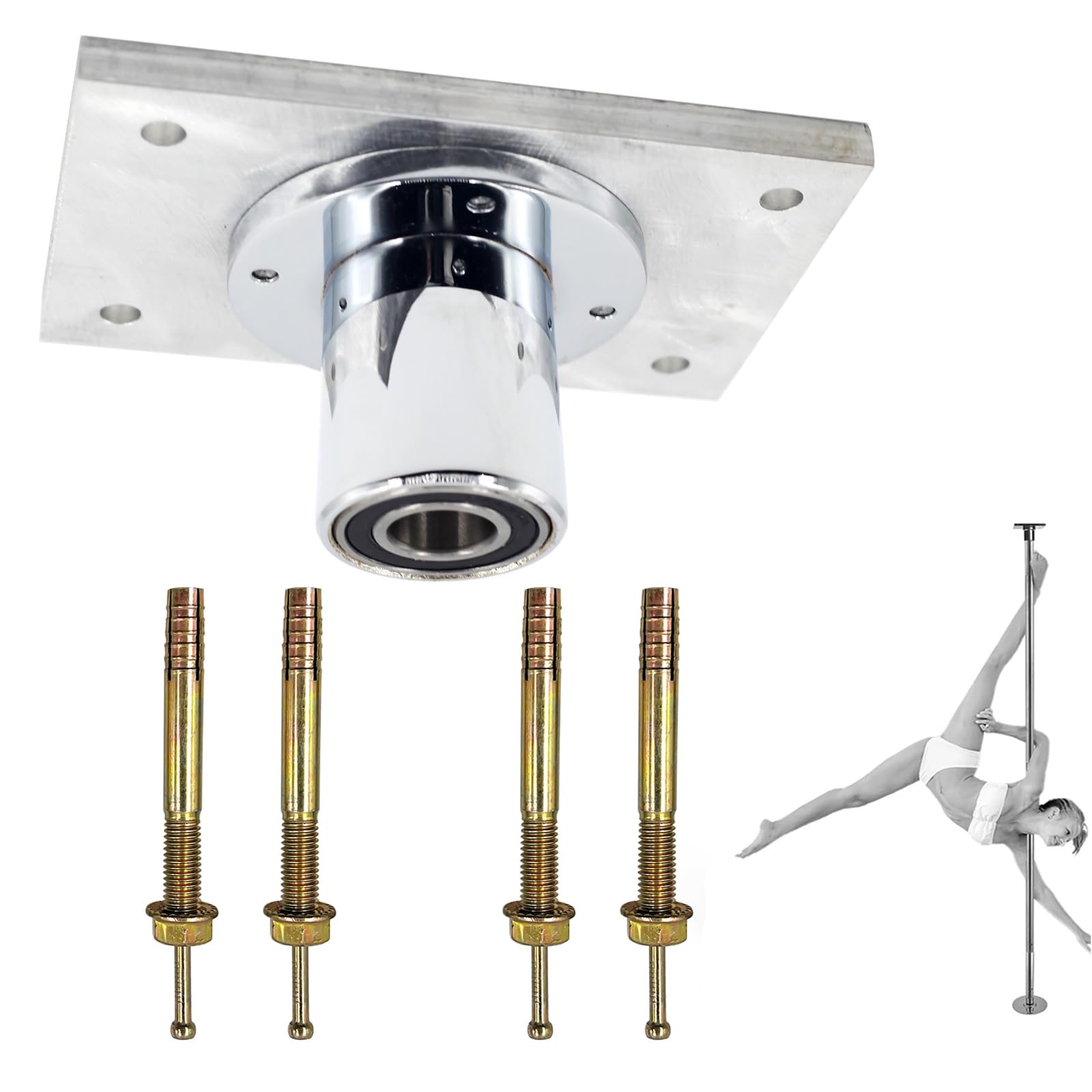 Photo 1 of PRIORMAN Fixed Plate for 45mm Dance Pole, Permanent More Safety and Stability, Pro Rectangular Top Plate for Home Dancing Poles, Easy to Install Ceiling Mounted Accessory.