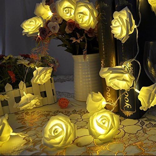 PragAart New Warm White Rose Flower LED String Decoration Light for Wedding Garden Diwali Christmas Festival Decoration