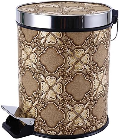 YUGDSIMB Plastic Pedal With Lid Trash Cans 12L , Gold Bottom Clover