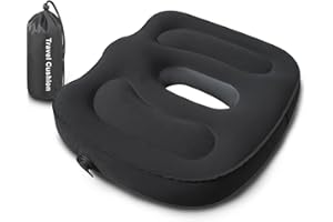 TAKZOP Sondor Travel Cushion,Air Seat Cushion,Evolution Cushion Portable & Lightweight Inflatable Seat Cushion - Ideal for Airplane Chairs, School Bleachers, Stadium Seats, and Wheelchairs (Black)
