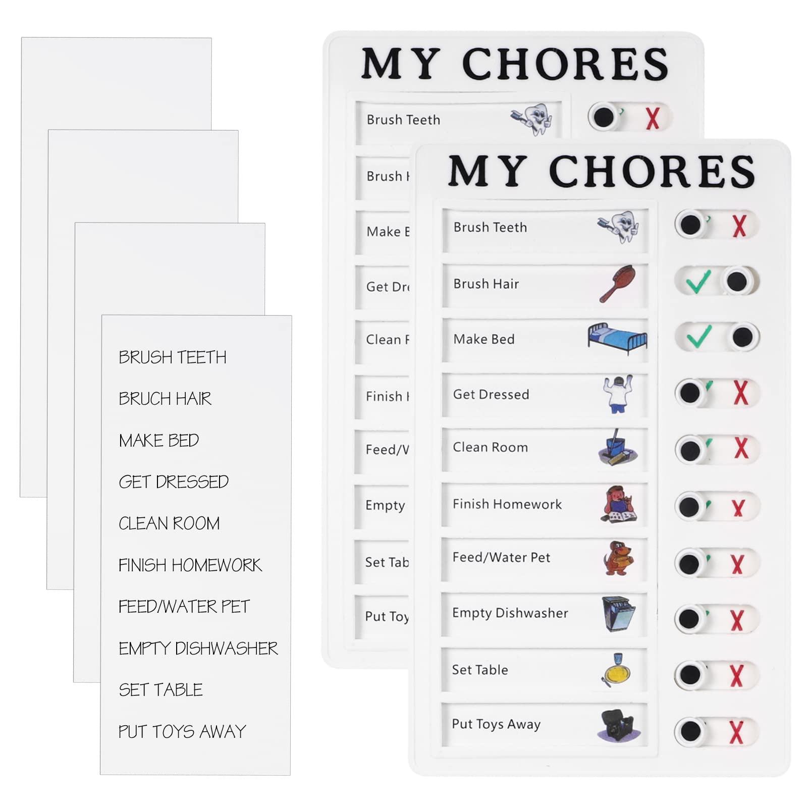 Dacitiery 2 pcs Chore Chart Memo Boards, Portable Checklist Board with 4 Paper, Daily Schedule Chore Chart, Detachable My Chores to Do List Board Chore Chart for Kids for Planner Schedule Reminder