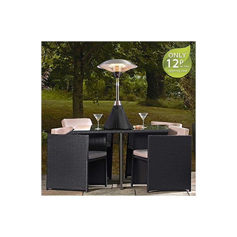 Garden Glow 2100W Electric Outdoor Table Top Patio Heater Rattan Effect