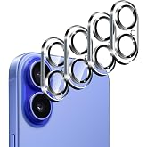 ivoler Camera Lens Protector for iPhone 17/16 /16 Plus, 4-Pack | Screen Protector Tempered Glass [Case Friendly][New Rersion],Scratch-Resistant,Clear+Black Circle