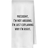 BlissfulAbon Funny Political Kitchen Towels - Funny President Decorative Waffle Dish Towels, Political Gifts Hand Tea Towel, 16x24 Inches