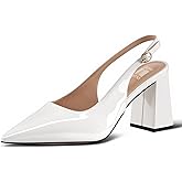 heelchic Chunky Heels for Women Pumps Closed Toe Slingback Block Heels Slip on Wedding Dressy Comfortable Shoes