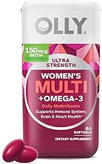 OLLY Ultra Strength Women's Multi Softgels, Overall Health and Immune Support, Omega-3s, Iron, Vitamins A, D, C, E, B12, Dail