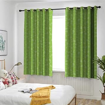 Amazon Com Marymunger Green Curtains For Bedroom Doodle Style