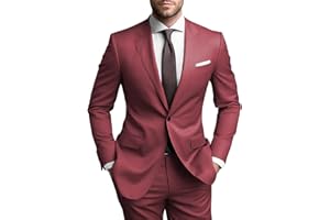 SHUZHXLZANGY Mens Suits Regular Fit 2 Piece Suit Men One Button Blazer Pants Suit for Men Wedding Business Formal Suit