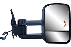 Passenger Right Side Door Towing Mirror Power and Heated with Signal Light on Glass Textured Back Cover For Chevy Silverado S