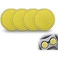 BEYPOVK Car Cup Holder Coaster, 4 Pack Universal Auto Anti Slip Cup Holder Insert Coaster, Silicone Coaster Car Interior Accessories (Yellow)
