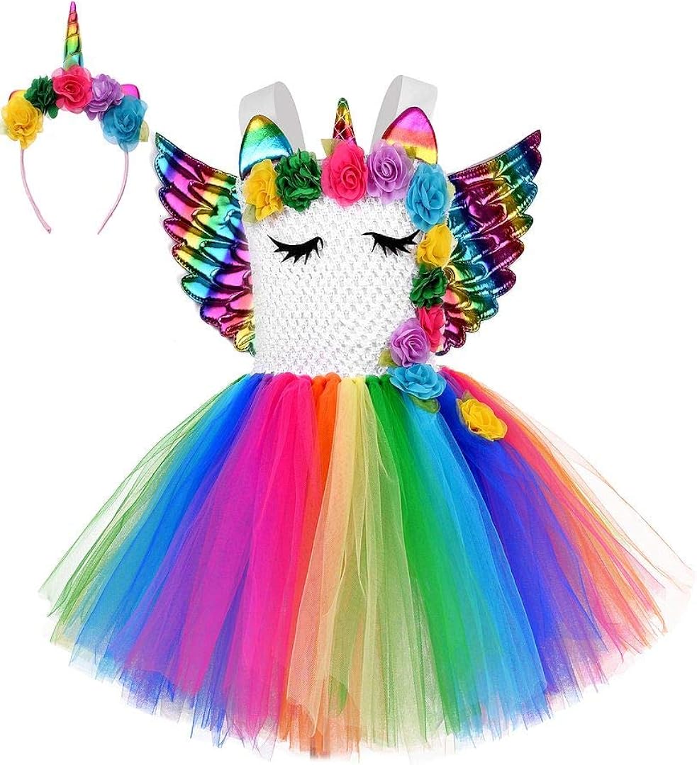 Unicorn Costume for Girls with Wings Dress Up Clothes for Little Girls