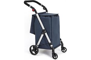 Kiffler Foldable Shopping Cart with Wheels, Groceries Cart with Removable Waterproof Shopping Bag, Rolling Personal Handtruk,