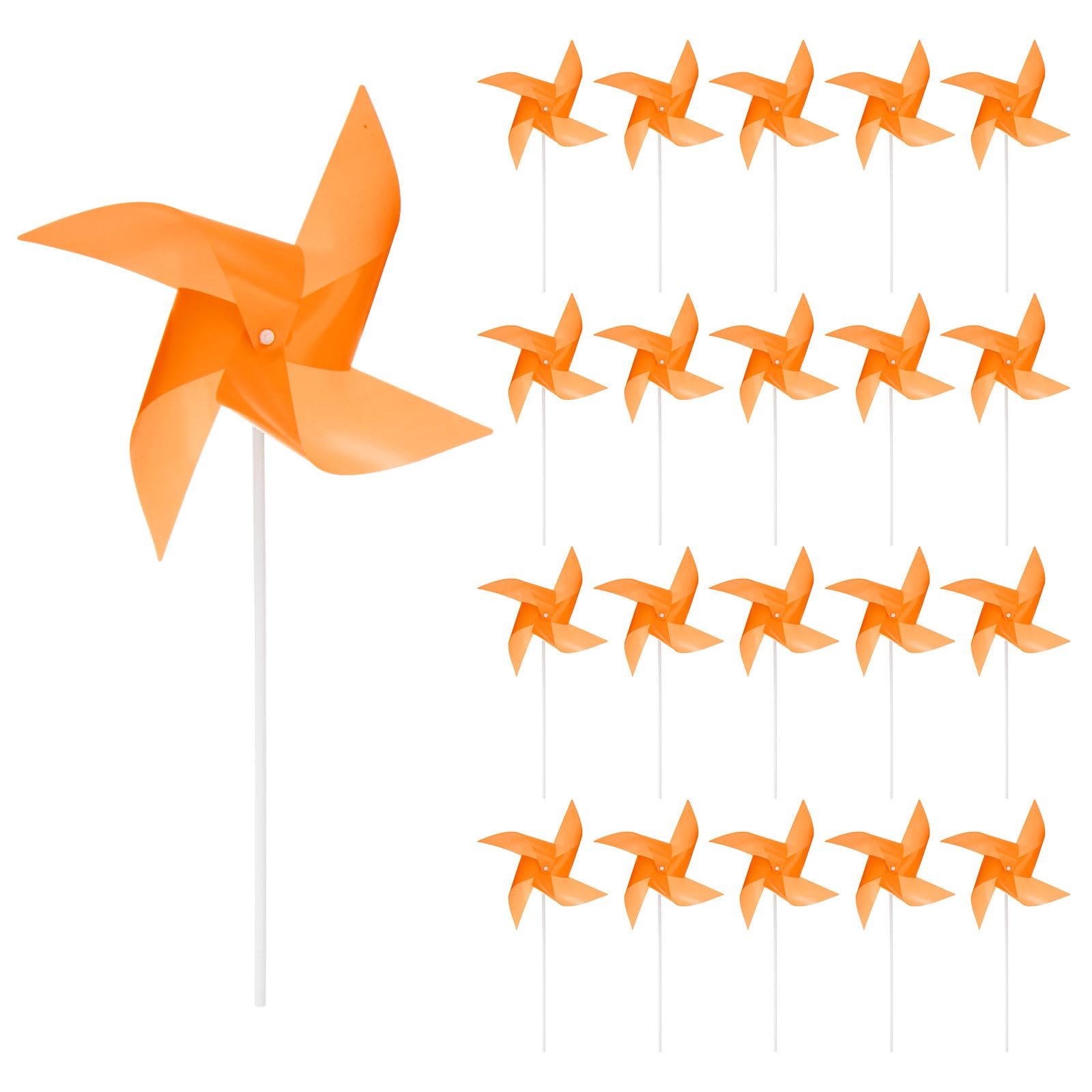 sourcing map 50pcs Windmills for the Yard Garden 15.7" x 9.1" 4 Leaves Pinwheels Wind Mills Spinners Windproof Waterproof Bird Devices with Stakes for Patio Decor, Orange