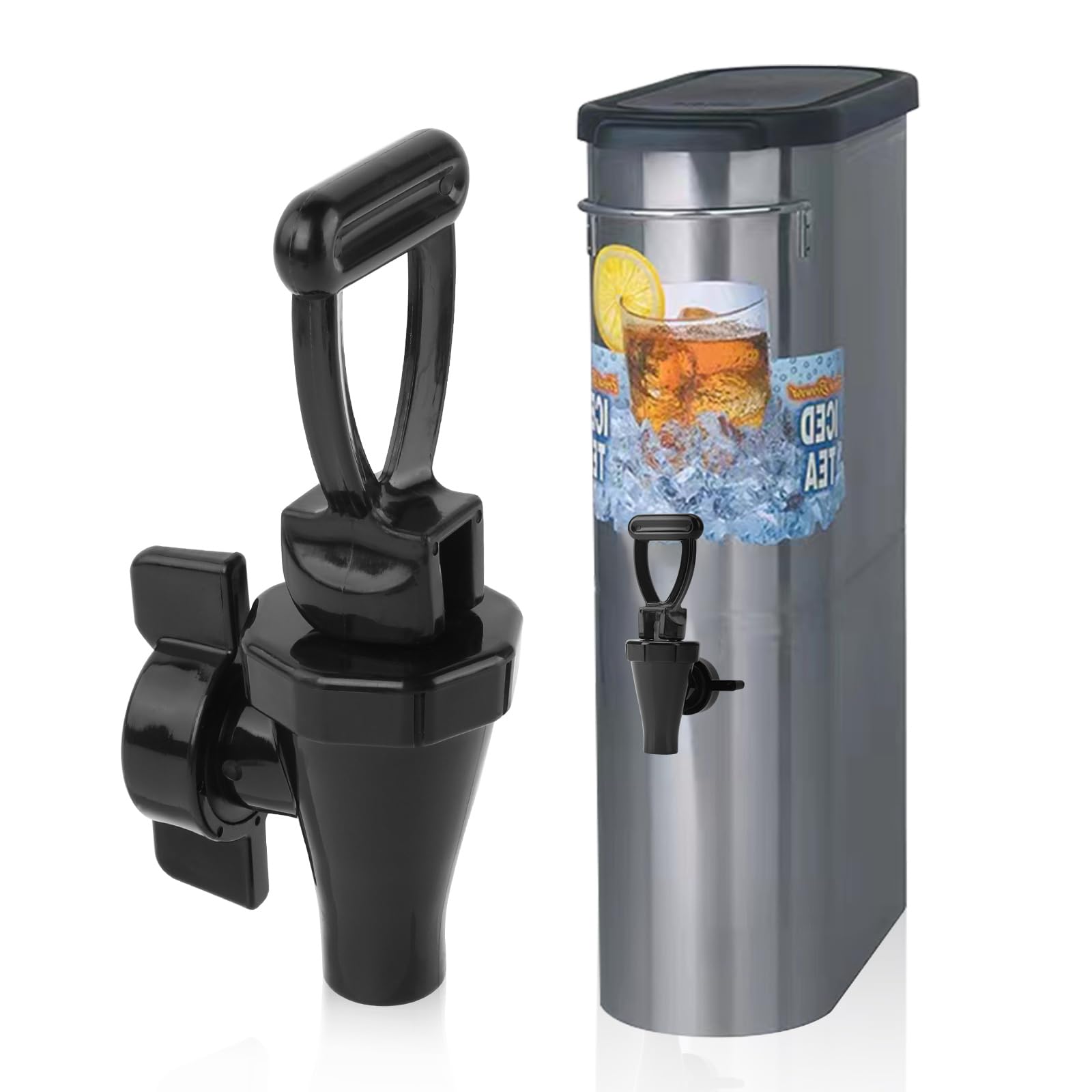 Photo 1 of 03260.0002 Replacement Faucet Kit for Ice Tea Dispenser,Spigot Replacement for Tea Urn, Tea Spout/Nozzle with Wing Nut and C-Ring, 1 Packs, Black