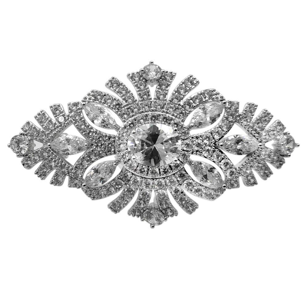 Dreamlandsales Old European Style Filigree Micro Pave and Marquise CZ Art Deco Oval Brooches Pins