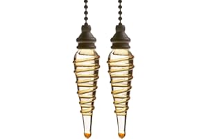 Saim Ceiling Fan Pull Chains Ornaments Set, Extension 12 Inch Light Pull Chains Bronze with Spiral Pendant, Pack of 2