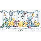 Dimensions Counted Cross Stitch Kit Baby's Friends Birth Record Personalized Baby Gift, 14 Count White Aida, 14" x 8"