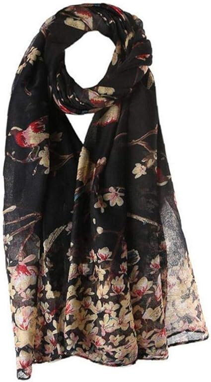 Weiblich Schal Leichte Blumen & Vogel Druckt Schal-schal Wraps