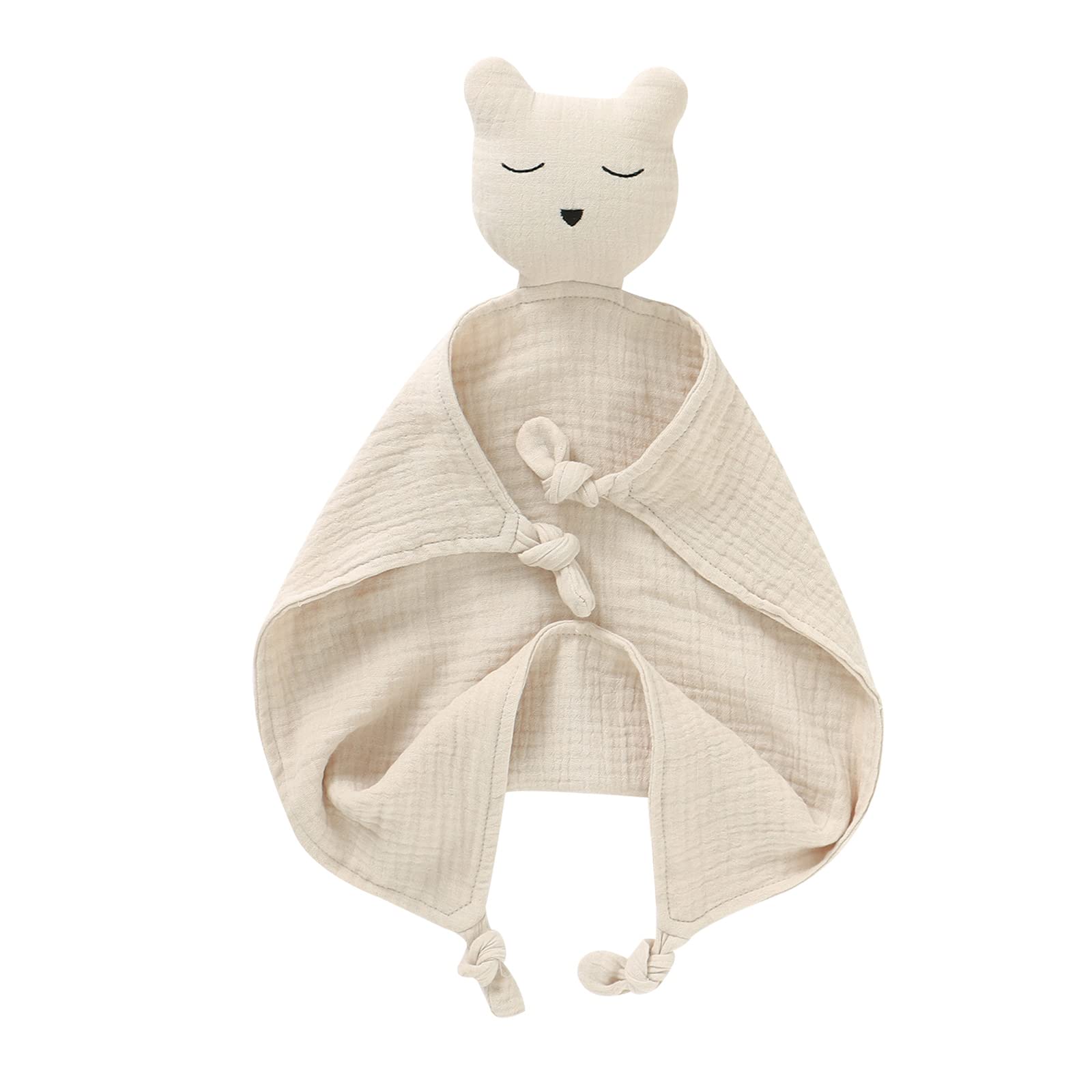 Photo 1 of LAWKUL Baby Security Blanket Organic Cotton Muslin Soft Lovey Blankets Breathable Lovie for Babies Boy Girls Bear Camel