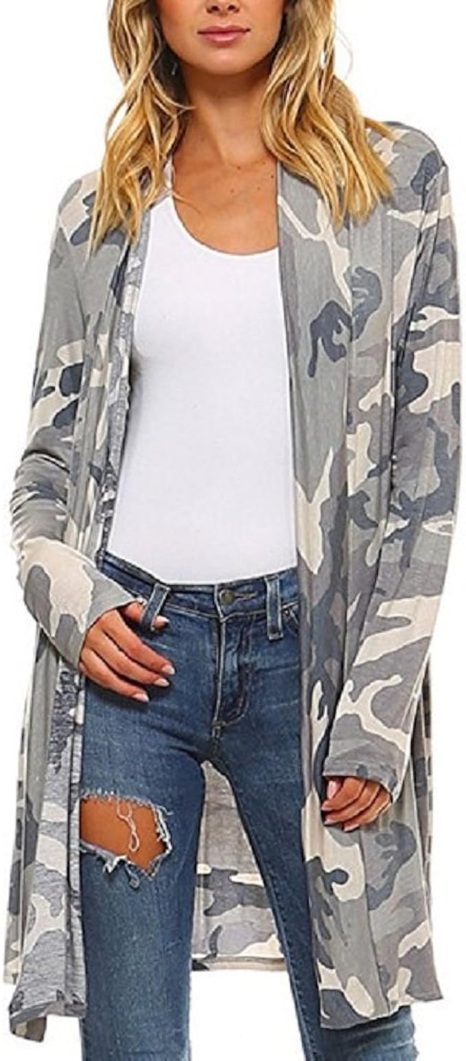 Women Cardigans, L'ananas Autumn Casual Fashion Camouflage Long Sleeve 