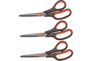 Scissors, Rkqoa 8" All Purpose Titanium Scissor Set of 3 Pack- 2.5mm Thick Sharp Scissors Bulk for Office School Sewing Craft