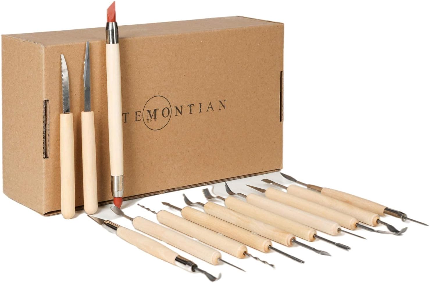 TEMONTIAN 44Pcs Pottery Tool Set, Contains Most of The Modeling Clay Tools to Meet Your Great Needs for Sculpting, Shaping, Modeling, Cutting, Scraping, Brushing, Smoothing and More.