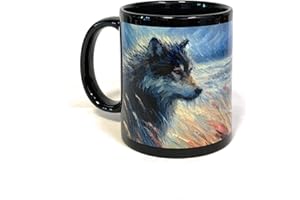 Wolf Ceramic Coffee Mug, 325 ml 11 oz, Microwave and Dishwasher Safe, Animal Lover Gift