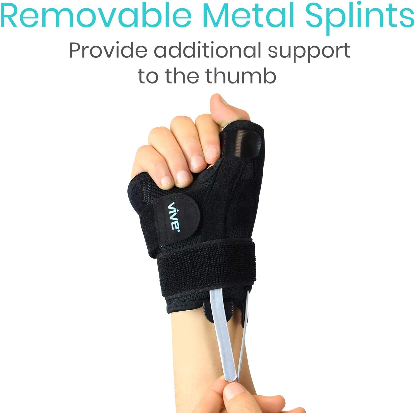 Vive Arthritis Thumb Splint - Thumb Spica Support Brace for Pain, Sprains, Strains, Arthritis, Carpal Tunnel & Trigger Thumb Immobilizer - Wrist Strap - Left or Right Hand (Black): Health & Personal Care