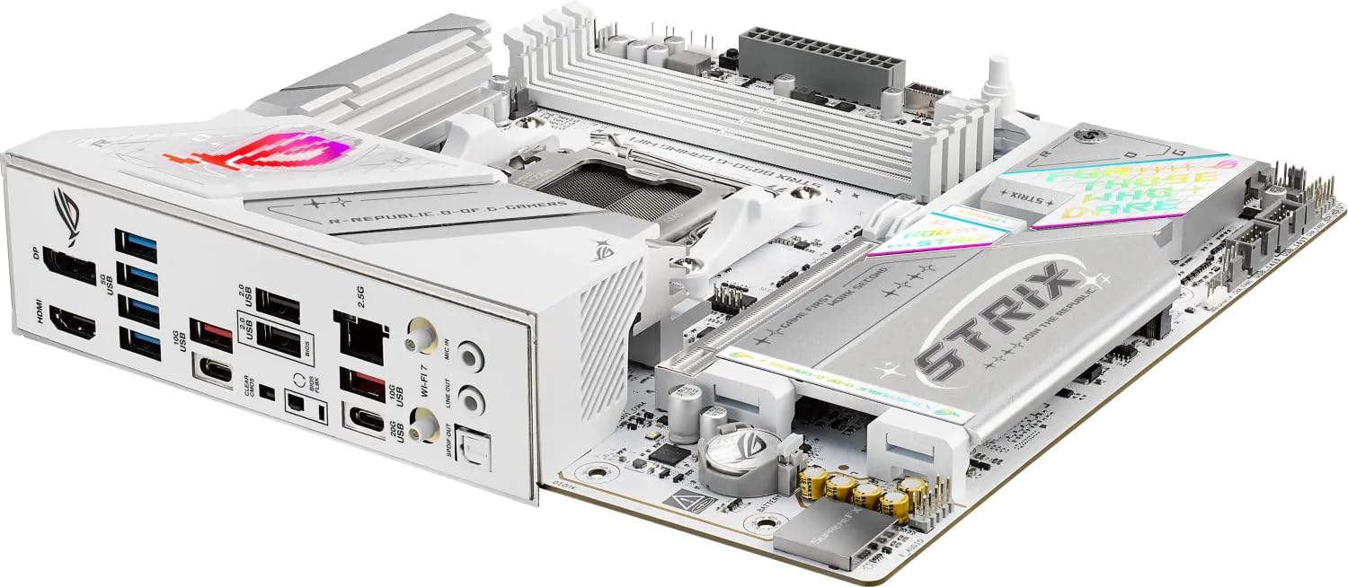 Asus Rog Strix B850-G Gaming Wi-Fi Amd Matx Motherboard, 14+2+1 Power Stages, Ddr5, Pcie 5.0 Slots, 4 M.2 Slots, Wi-Fi 7 (802.11Be) And 2,5 Gb Ethernet, 20 Gbps Usb-C, Aura Sync Rgb, White - View 7