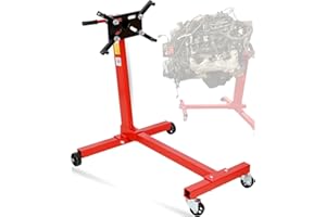 SUNROAD Pro 1000lb Steel Rotating Engine Stand Motor Hoist Automotive Car Truck 4 Leg Motor Lift Stand, Red