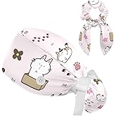 Scrub Cap with Scrunchies, Rainbow Working Hat Hair Cover, Elastic Bandage Tie Back Hats for Women