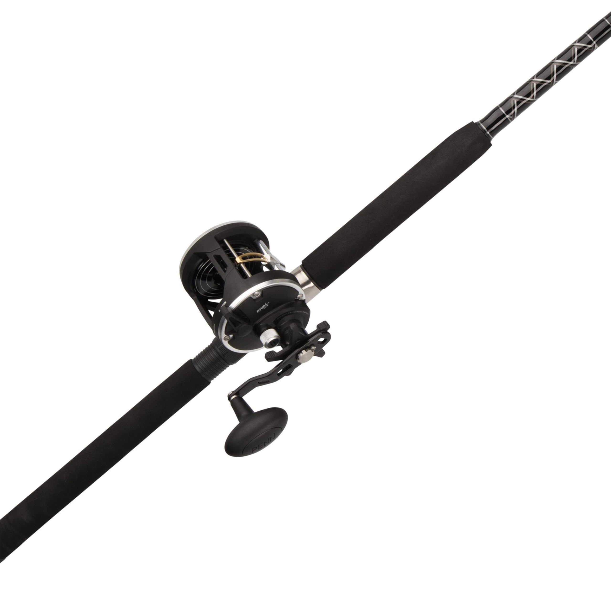 Photo 1 of ***(SEE NOTES BEFORE BIDDING)***PENN 6’6” Rival Level Wind Fishing Rod and Reel Conventional Combo, 6’6”, 1 Tubular Fiberglass Fishing Rod with 2 Reel, Durable, Break Resistant and Lightweight
