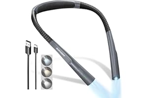 Glocusent Upgraded LED Neck Reading Light, Book Light for Reading in Bed, 30-min Timer, 3 Colors & 3 Brightness Adjustable, R