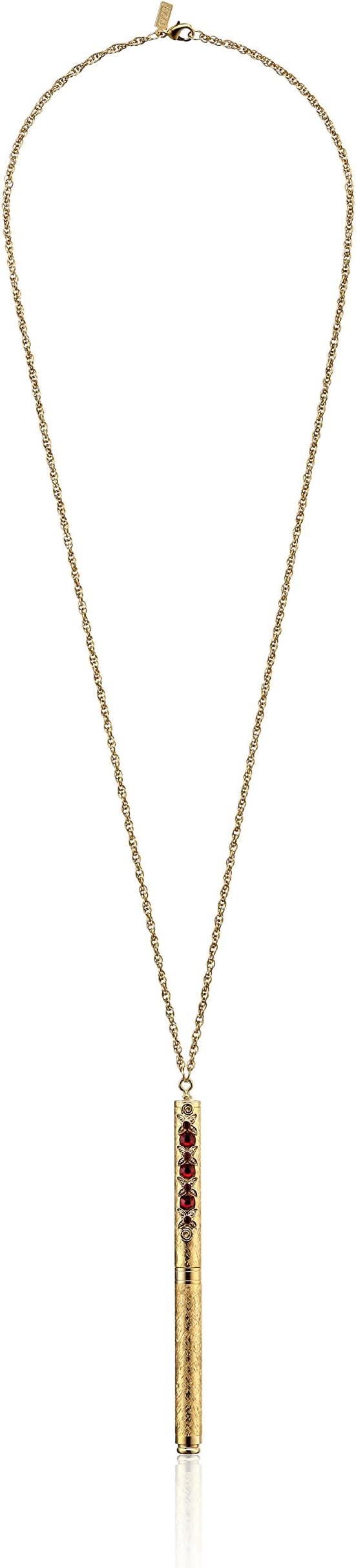 1928 Jewelry "Essentials" Gold-Tone Siam Red Pen Necklace, 30"