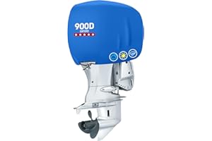 Mionovity Outboard Motor Cover, Boat Motor Cover, Waterproof 900D Heavy Duty Oxford Fabric Outboard Engine Cover, Fits for 115-225HP Boat Engine Blue