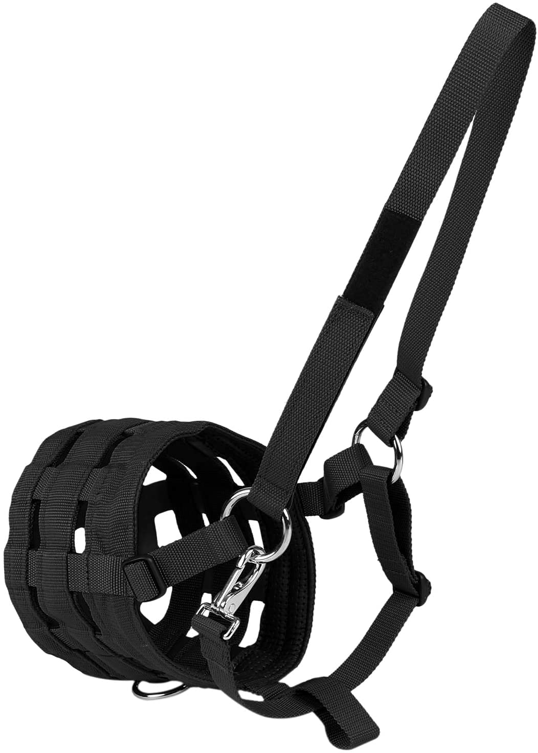 Namvo Horse Muzzle, Nylon Grass Muzzle with Halter Black