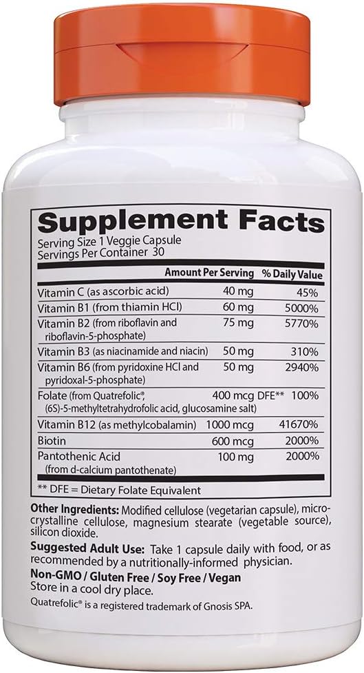 Doctor's Best Fully Active B Complex, Non-GMO, Gluten Free, Vegan, Soy Free, Supports Energy Production, 30 Veggie Caps: Health & Personal Care