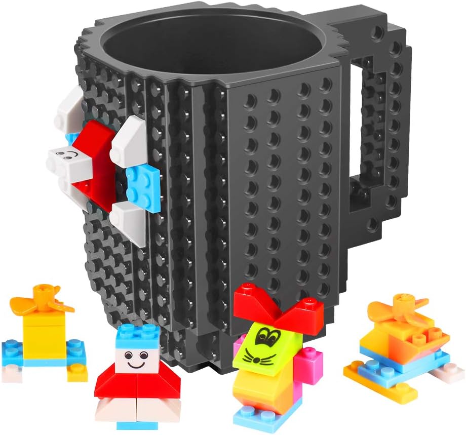 Build-on Brick Mug,2 Pack Bricks with DIY Building Blocks Coffee Cup, Novelty Creative Compatible Coffee Cup,Mug for Coffee Milk Tea Beverage Drinking