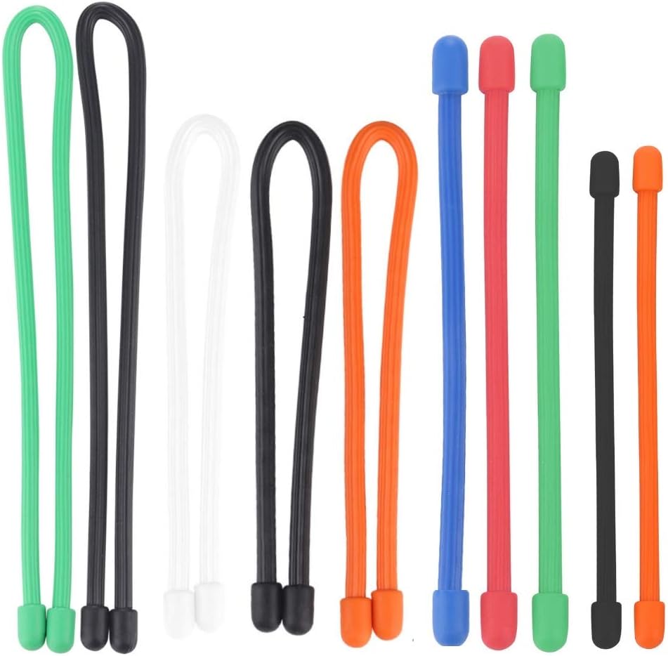 SUNFICON Cable Organiser Twist Ties Reusable Rubber Ties 10.5-30.5CM Bendable Colorful Cable Manager Keeper Wrap Straps for Home,Office,School,Yard, Campaign,Cars,Assorted Color (10 Pack)