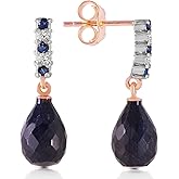 Galaxy Gold GG 6.9 CTW 14K Solid Rose Gold Diamond Sapphire Earrings Dangling Briolett