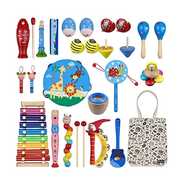 Anpro-27pcs-Musical-Instruments-for-Toddlers-Wooden-Percussion-Instruments-Toy-Set-with-Canvas-Bag-Best-Gift-for-Children-Over-3-Years-Old Anpro 27pcs Musical Instruments for Toddlers, Wooden Percussion Instruments Toy Set with Canvas Bag, Best Gift for…
