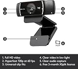 Logitech C922 Pro Stream Webcam 1080p/30fps or 720p/60fps with Stereo Audio view 6