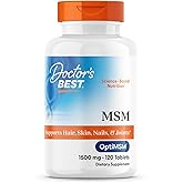 Doctor's Best MSM Supplement 1500mg for Men & Women - Supports Hair, Skin, Nails, Joint Health, & Mobility, Delivers Beneficial Sulfur with OptiMSM, Gluten Free, Non GMO, Vegan - 120 Tablets